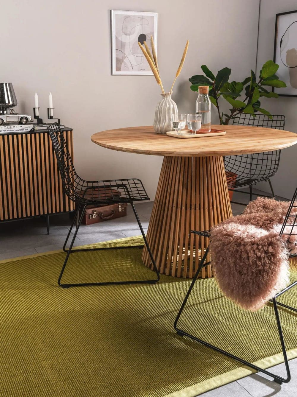 alfombra sisal verde, alfombra rectangular verde