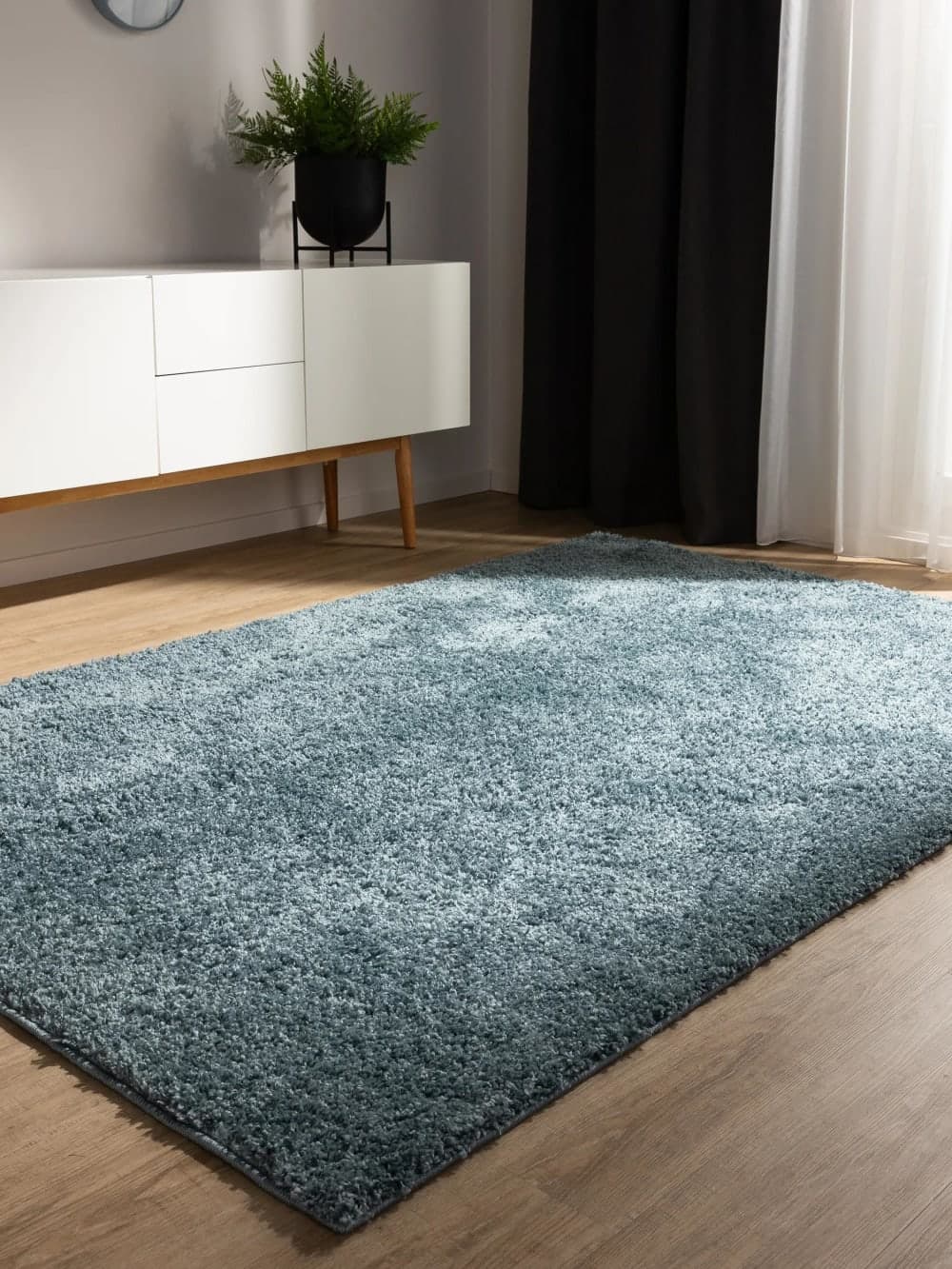 Alfombra de pelo largo azul 80x150 cm