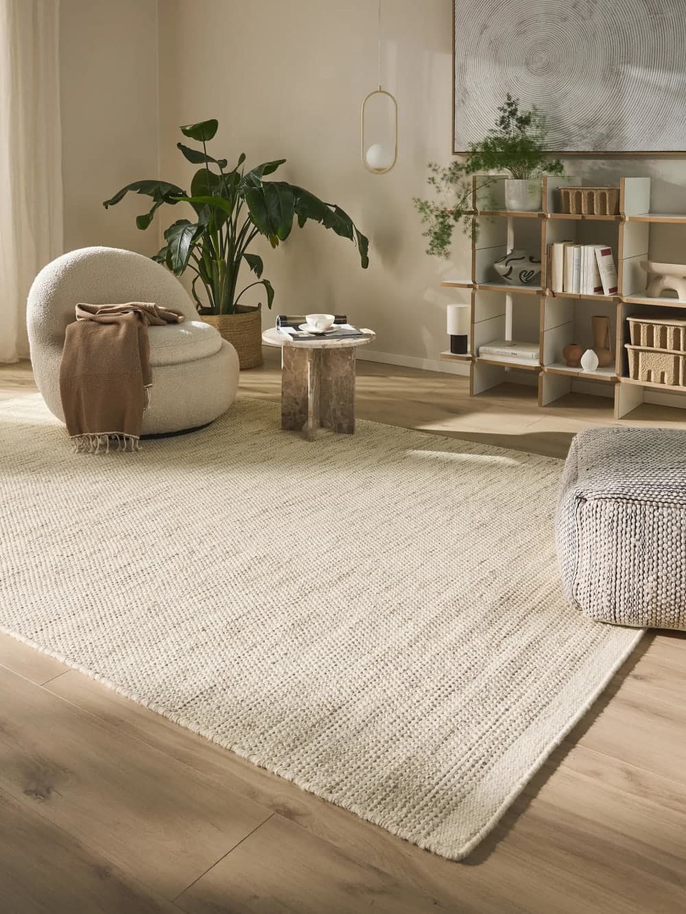 Alfombra de lana color crema 250x350 cm