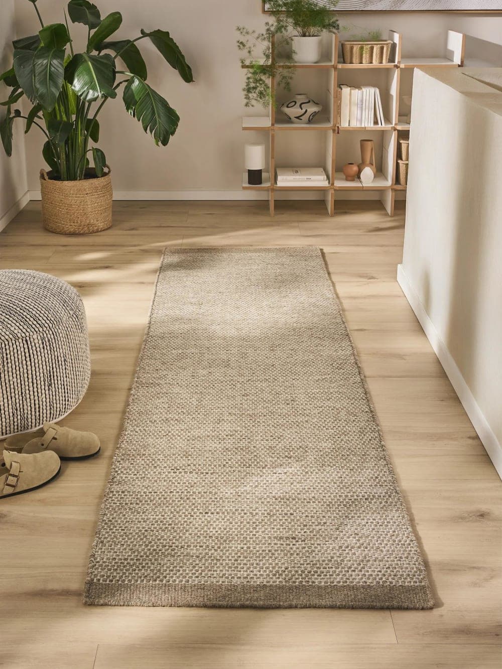 Alfombra de lana taupe rectangular