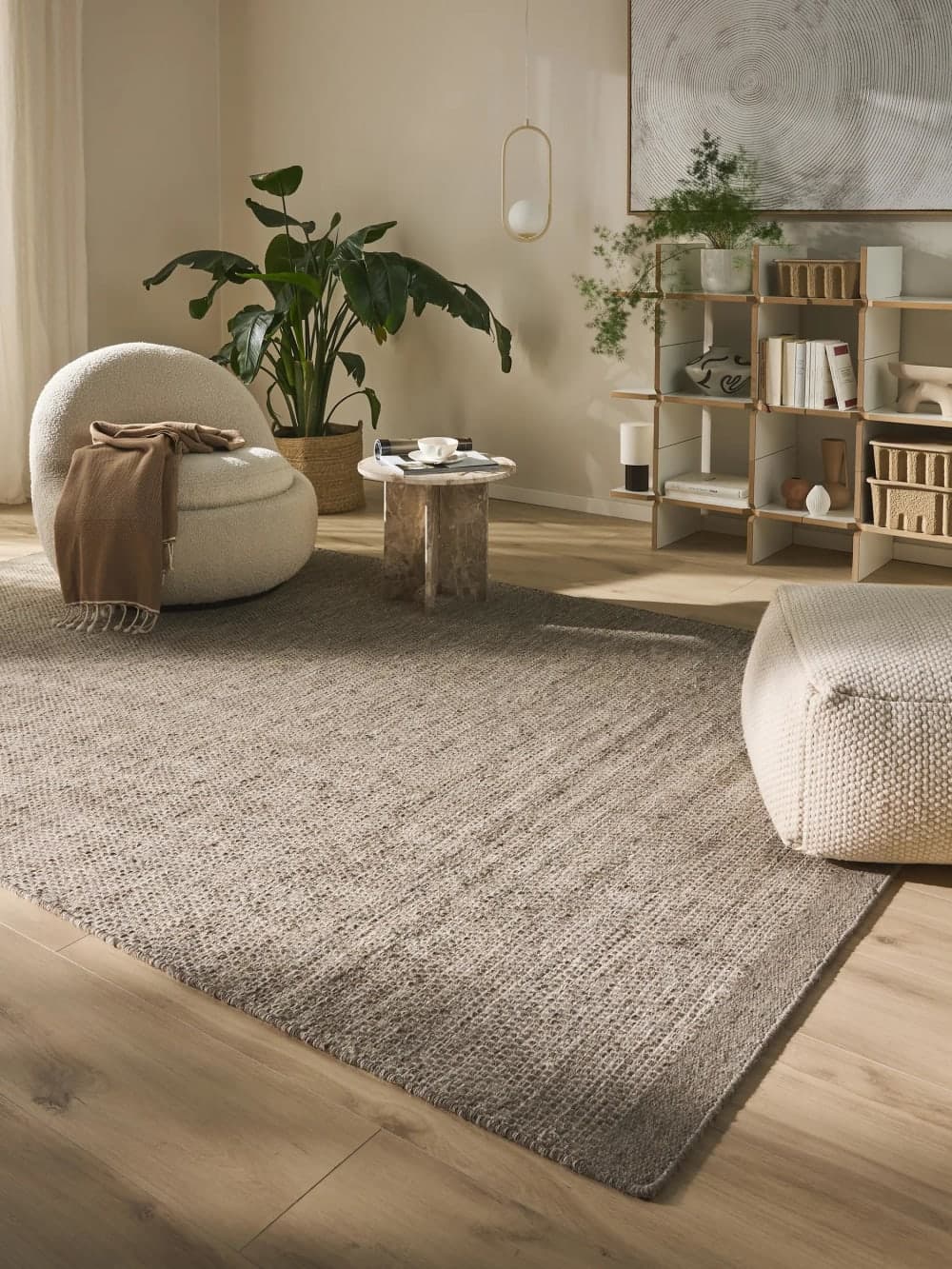 Alfombra de lana color taupe 300x400 cm