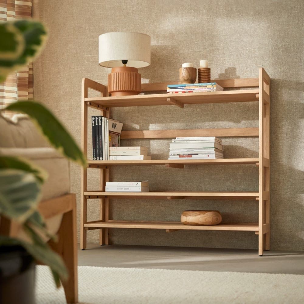 estantería roble macizo, librería madera natural