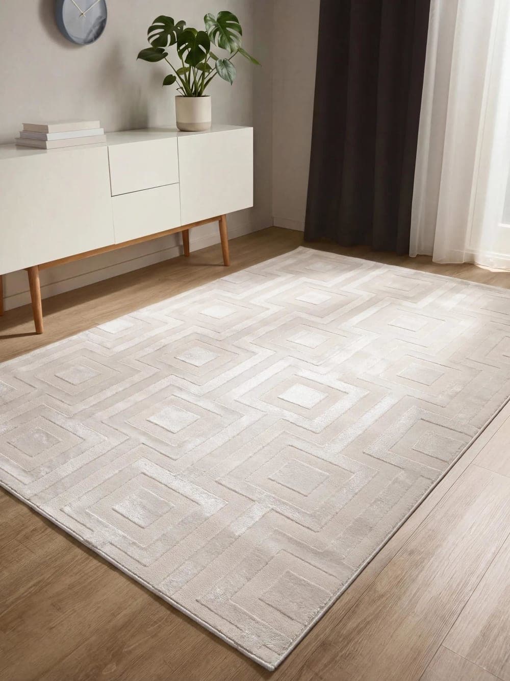 alfombra crema 240x340, alfombra salón moderna