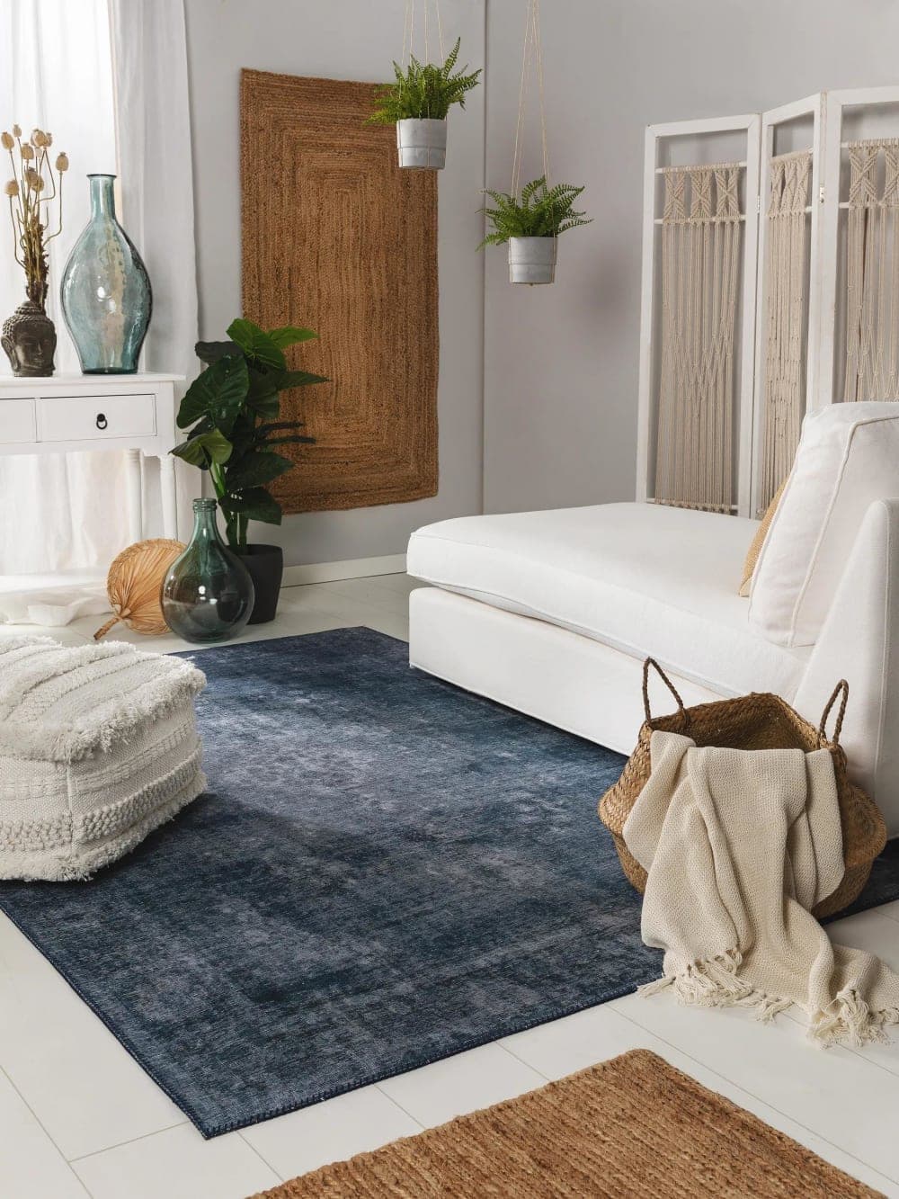 Alfombra azul rectangular 120x170 cm