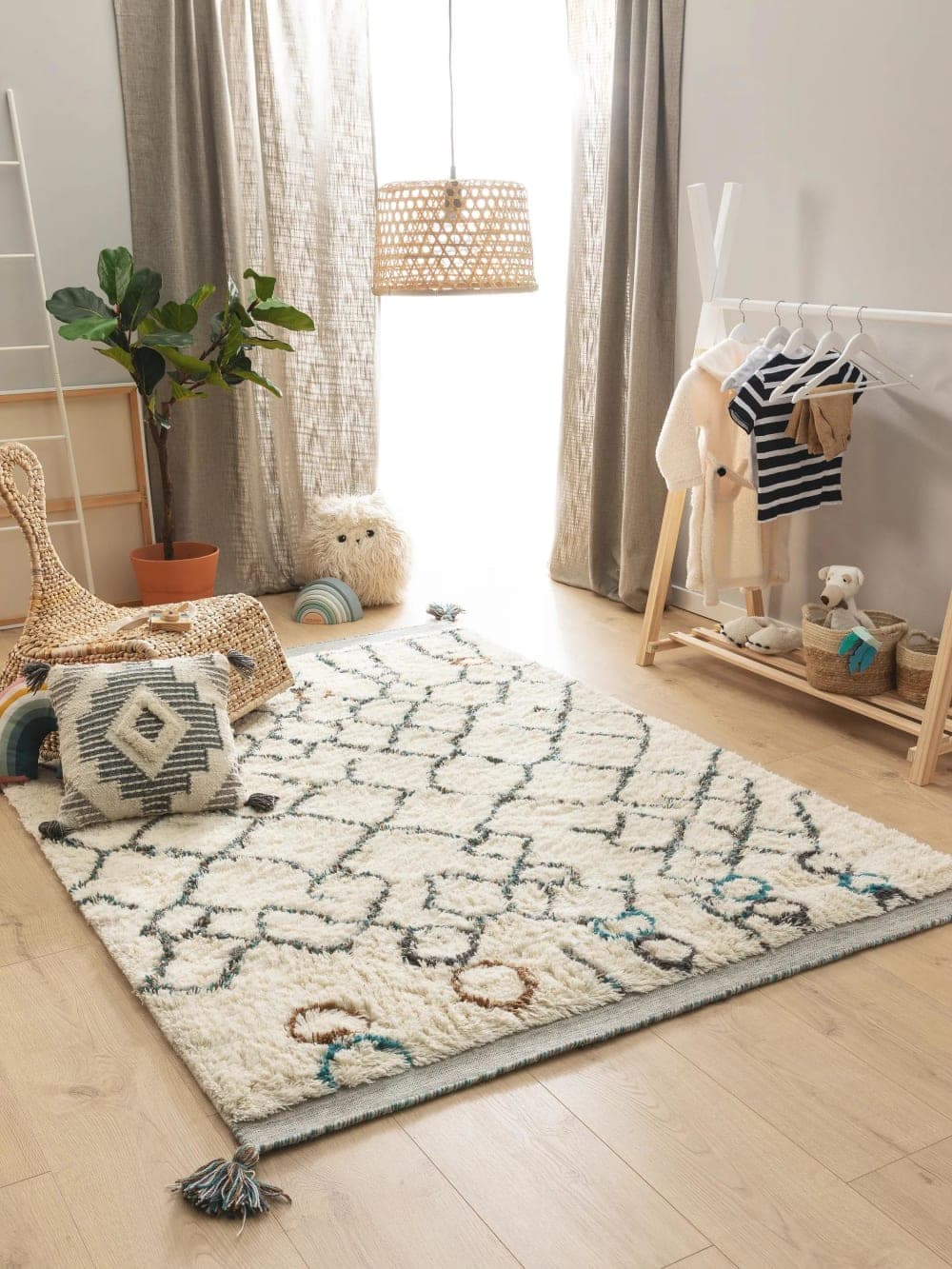 alfombra lana ivory, alfombra estilo boho