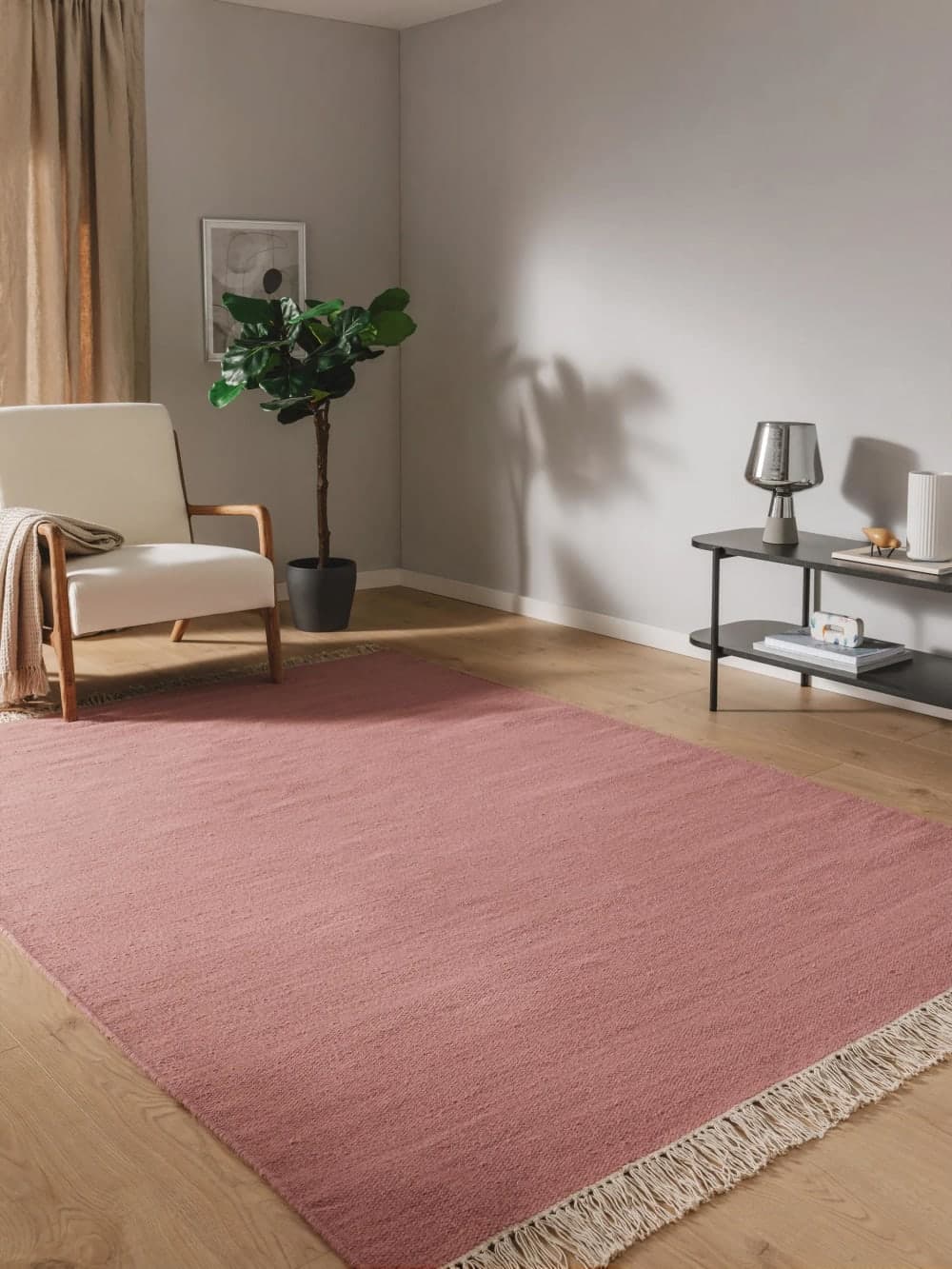 alfombra lana rosa, alfombra rectangular 140x200