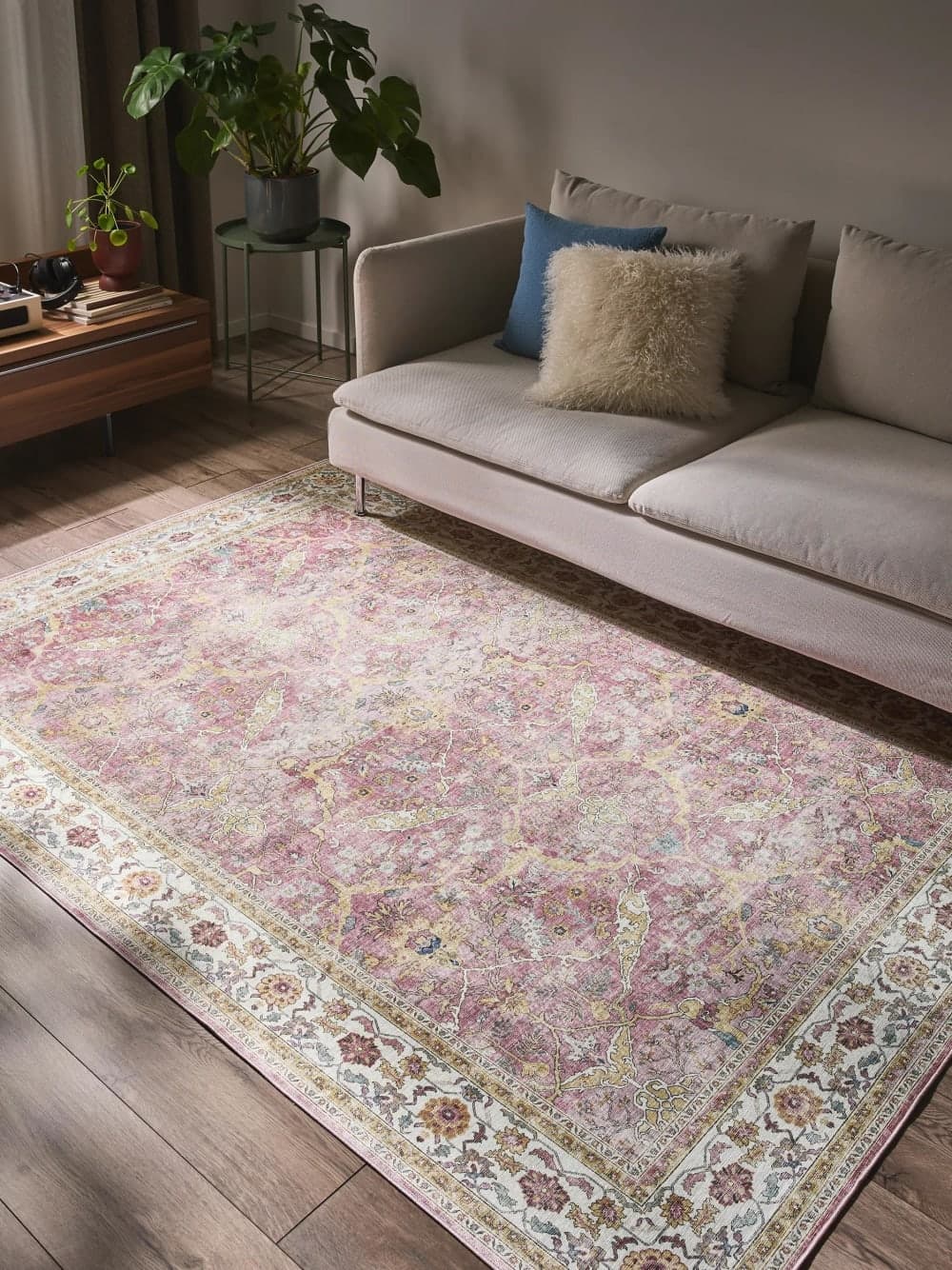 Alfombra rosa de estilo vintage 200x300