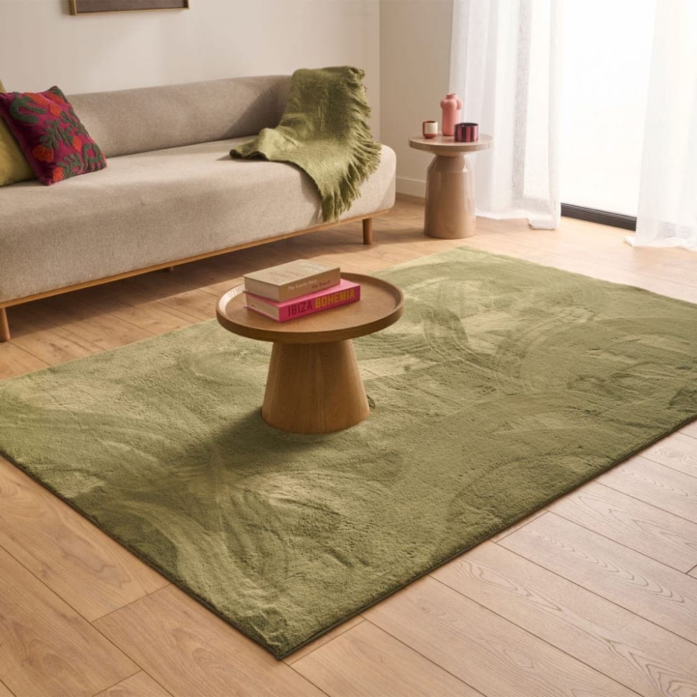alfombra verde lisa, alfombra salón moderna