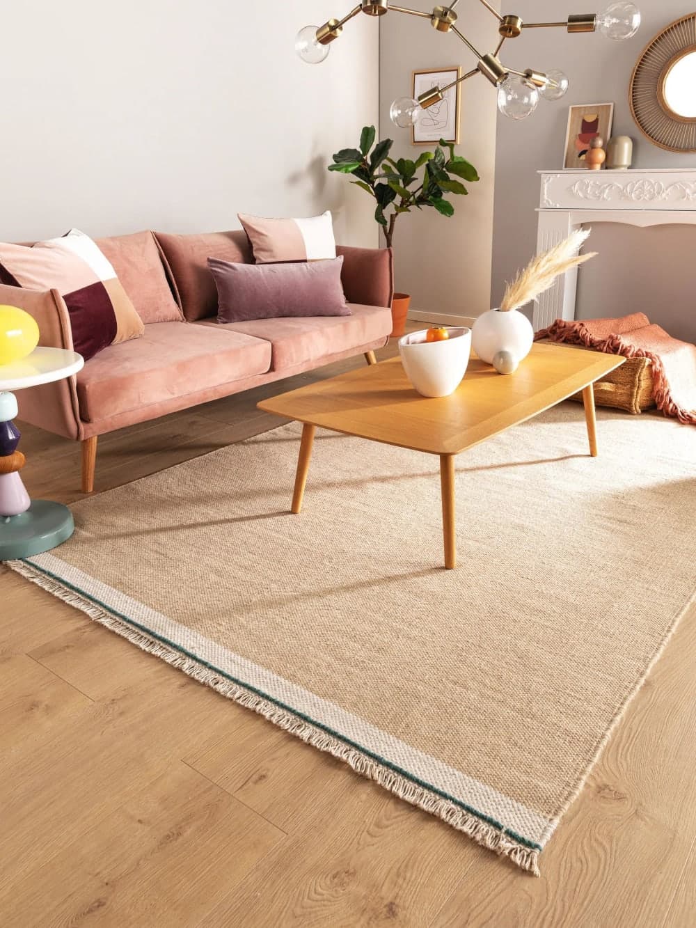 Alfombra de lana beige 160x230