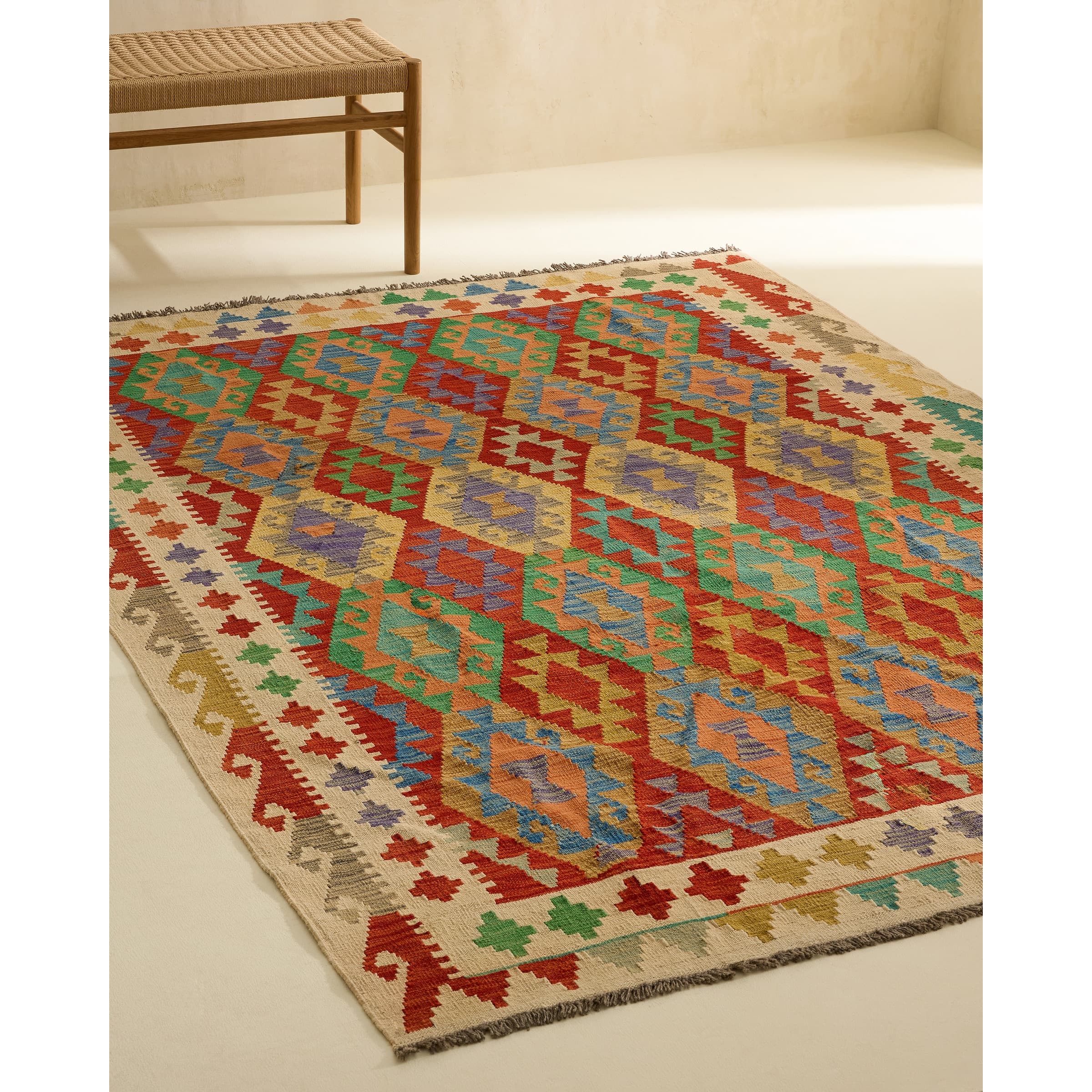 Alfombra Kilim Esmirna multicolor de estilo étnico