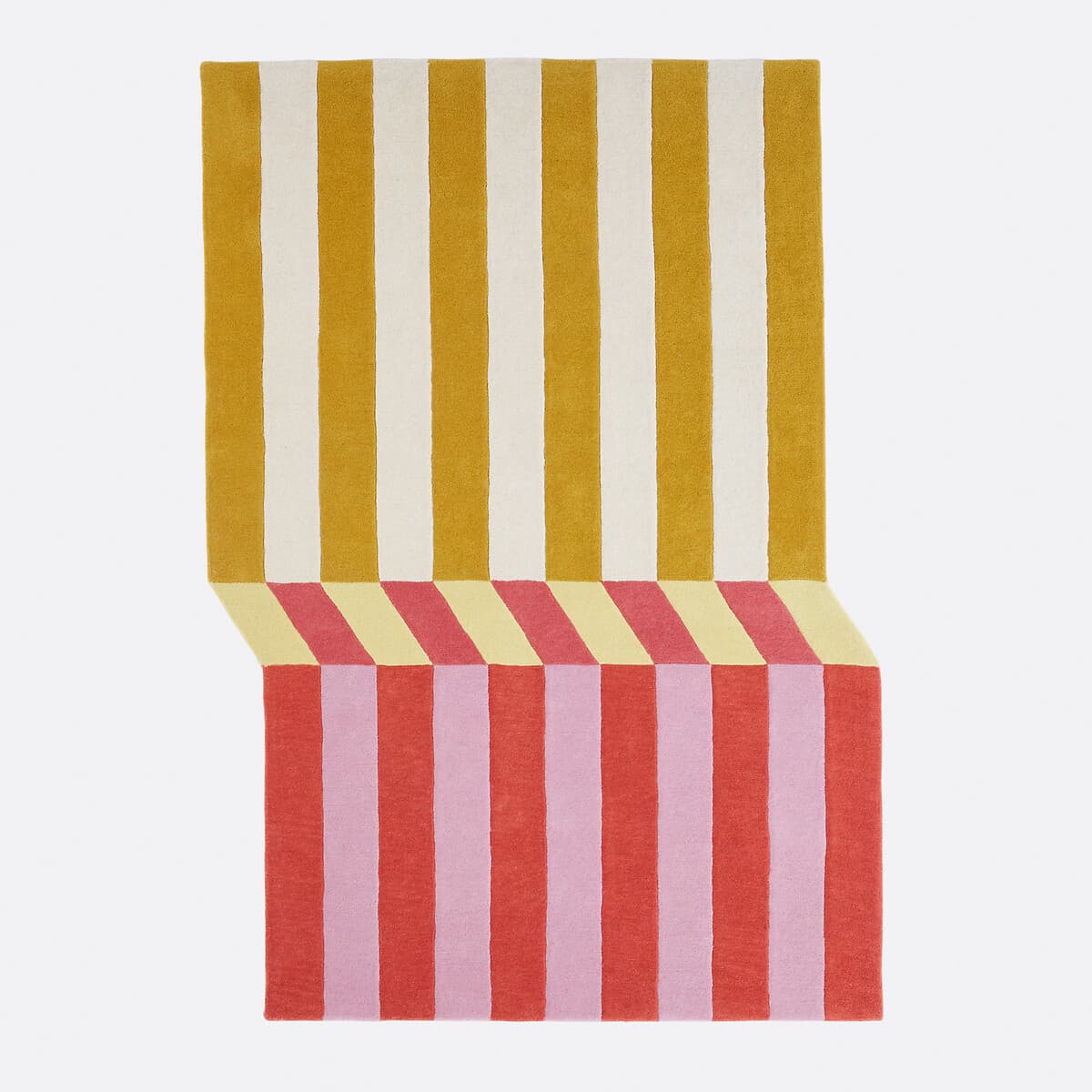 Alfombra de lana a rayas multicolor
