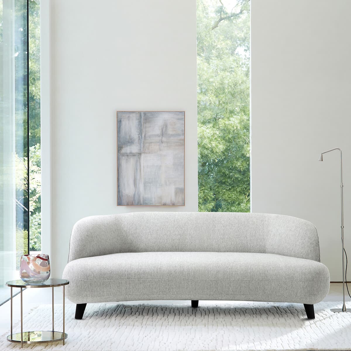 Sofá curvo moderno gris claro