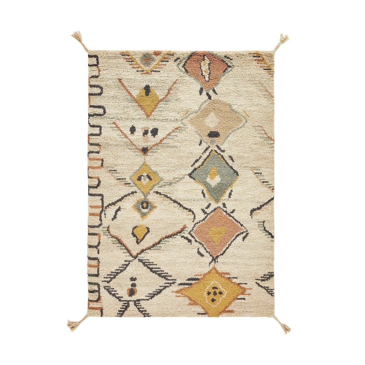 Alfombra de lana con diseño geométrico