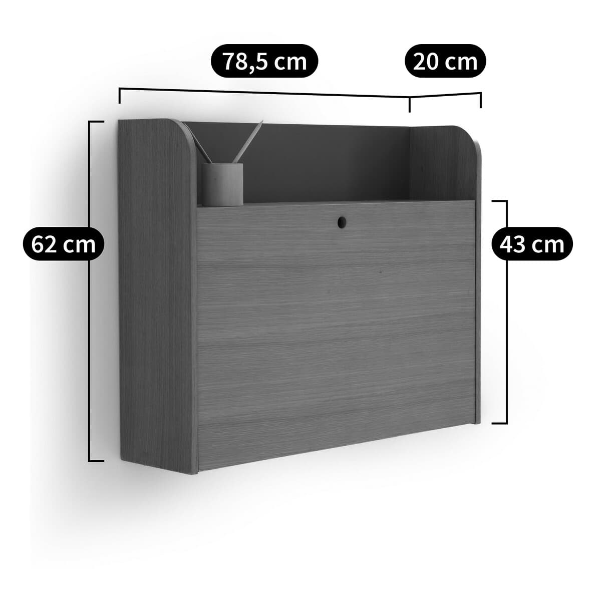 Escritorio abatible de pared gris