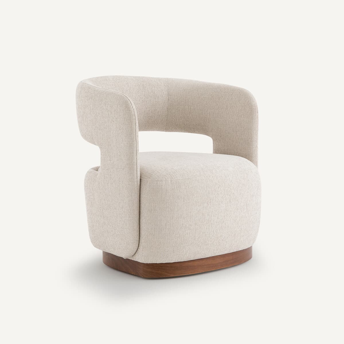 Sillón giratorio tapizado en beige