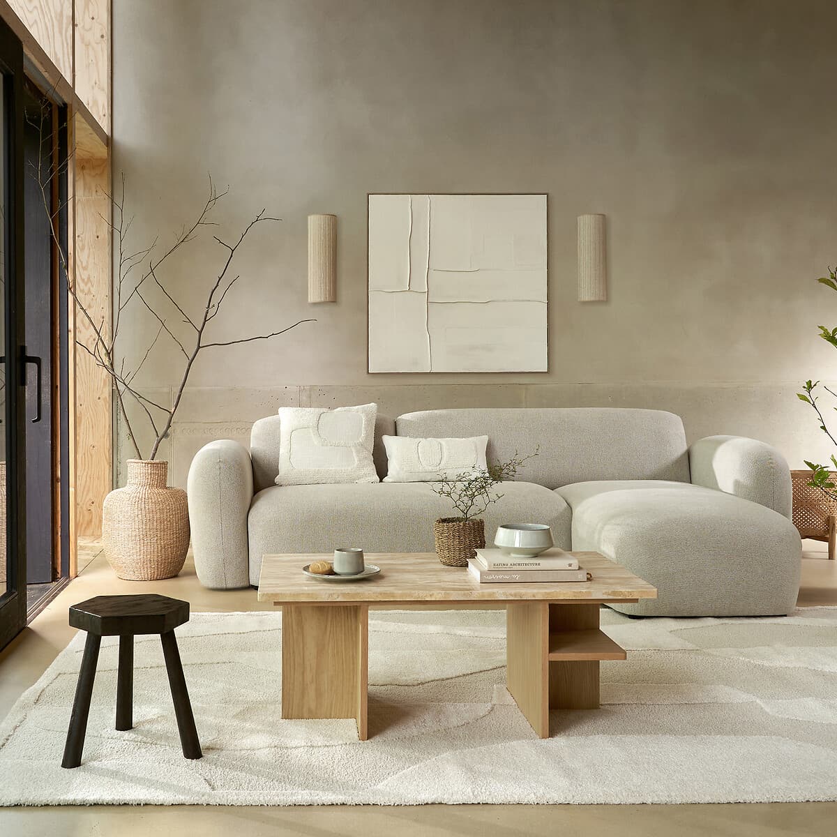 sofá modular beige, sofá esquinero nórdico