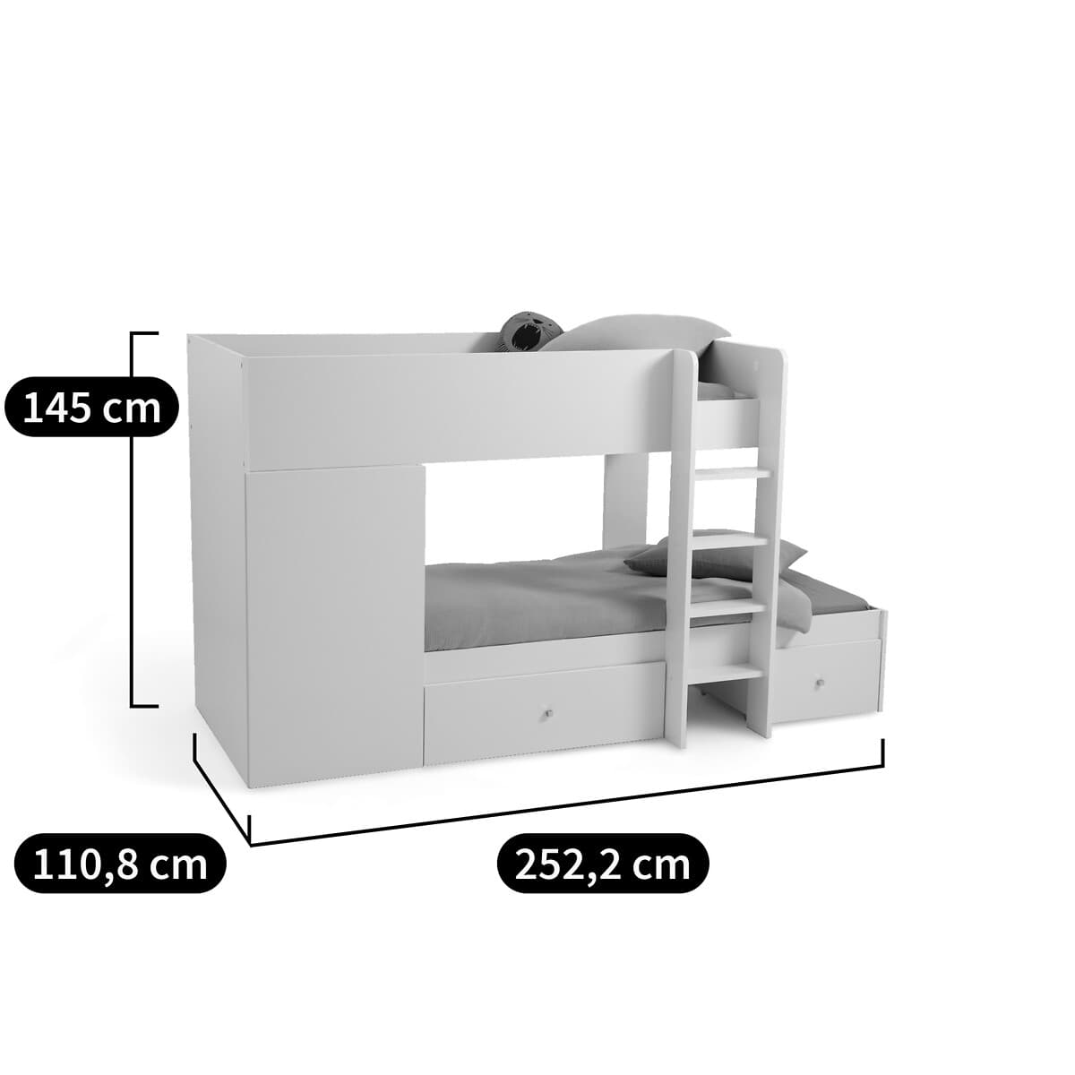 Litera infantil blanca con cajones