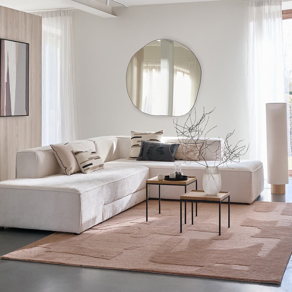 Sofá modular esquinero blanco crema