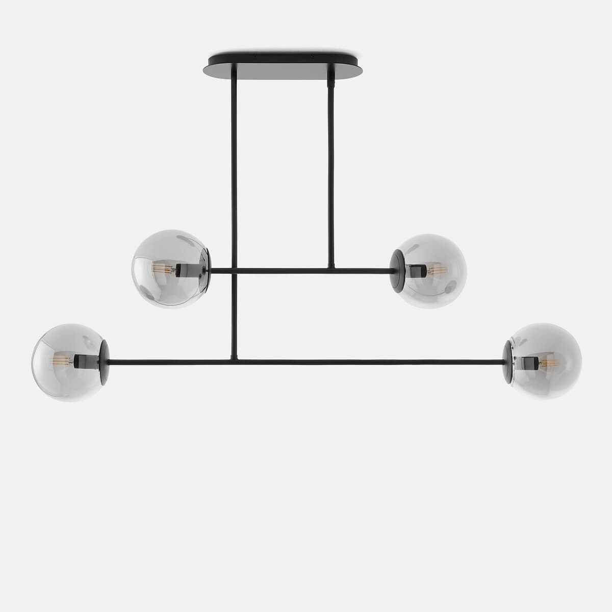 Lámpara de techo moderna con globos de cristal ahumado
