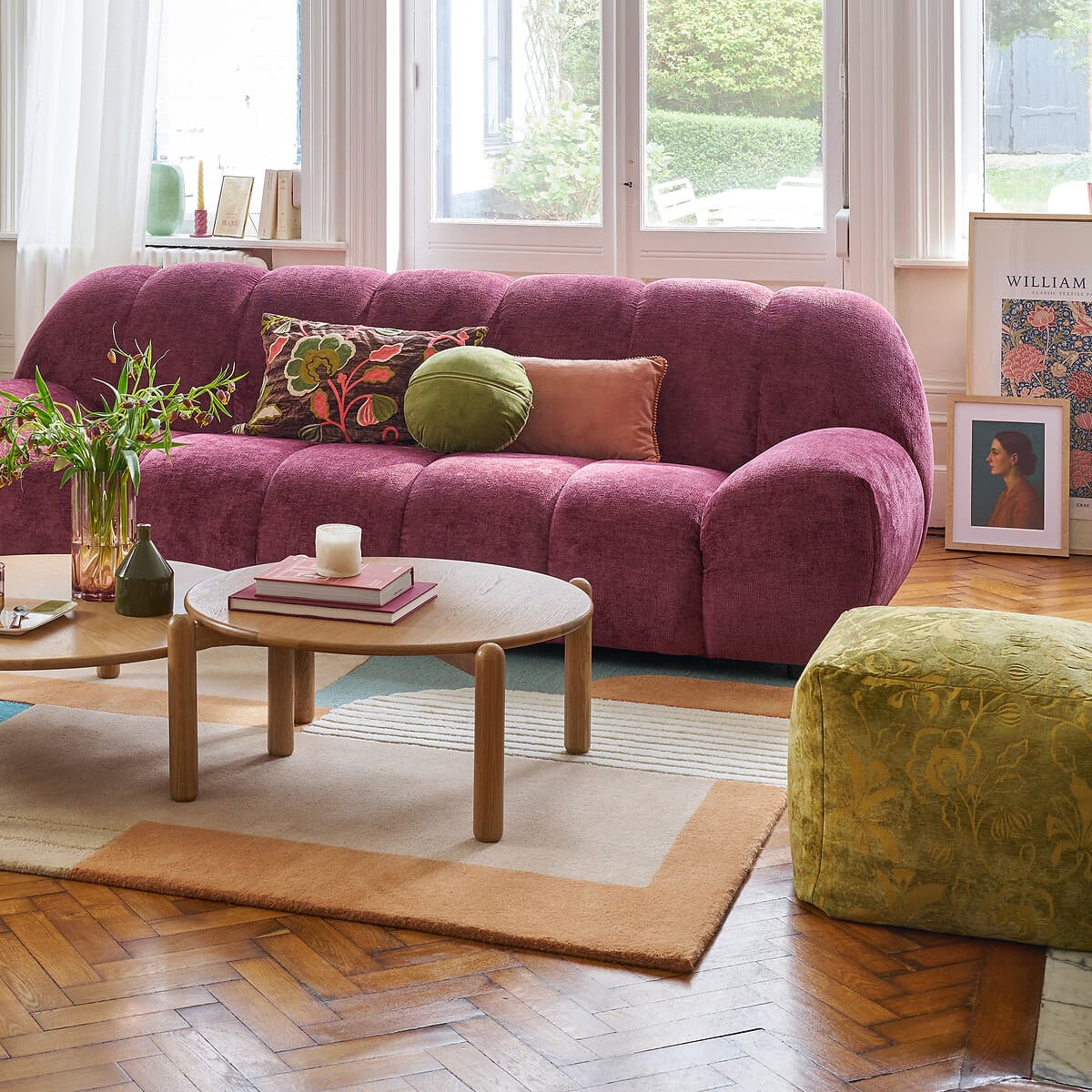 sofá modular terciopelo malva, sofá moderno diseño italiano