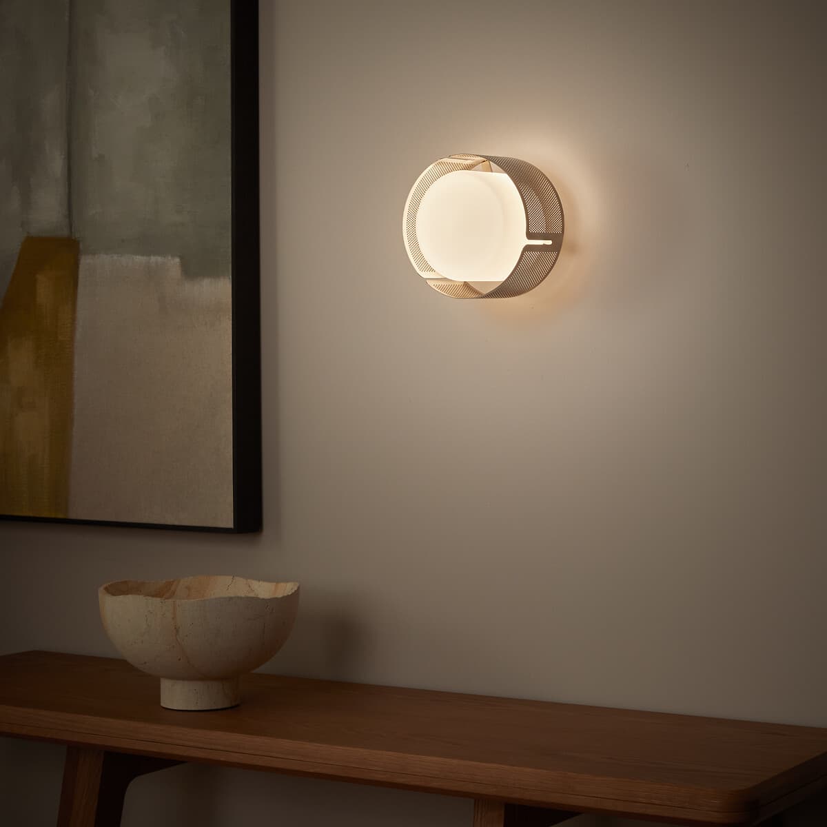 aplique pared dorado, lámpara pared redonda