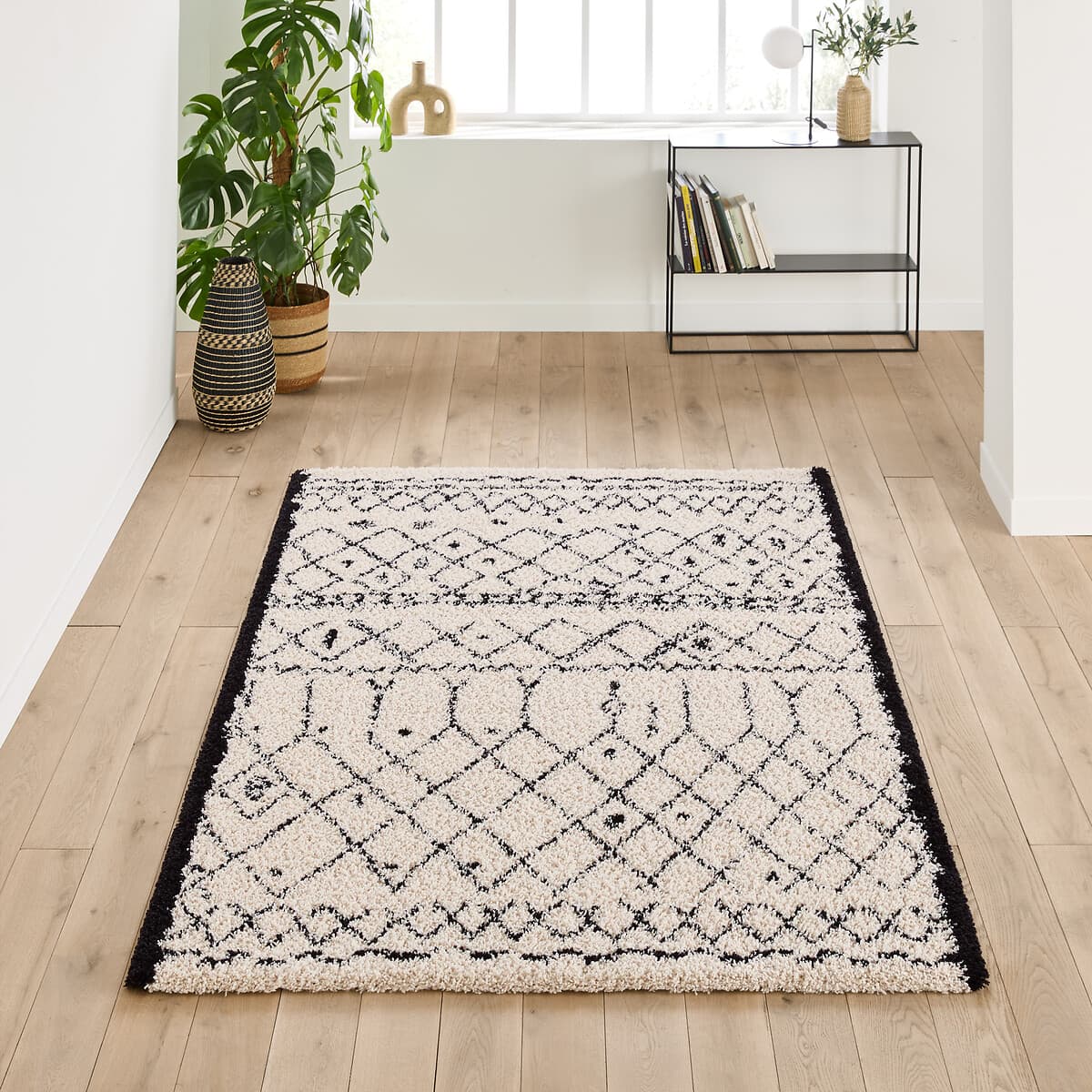 alfombra boho lana, alfombra salón flecos
