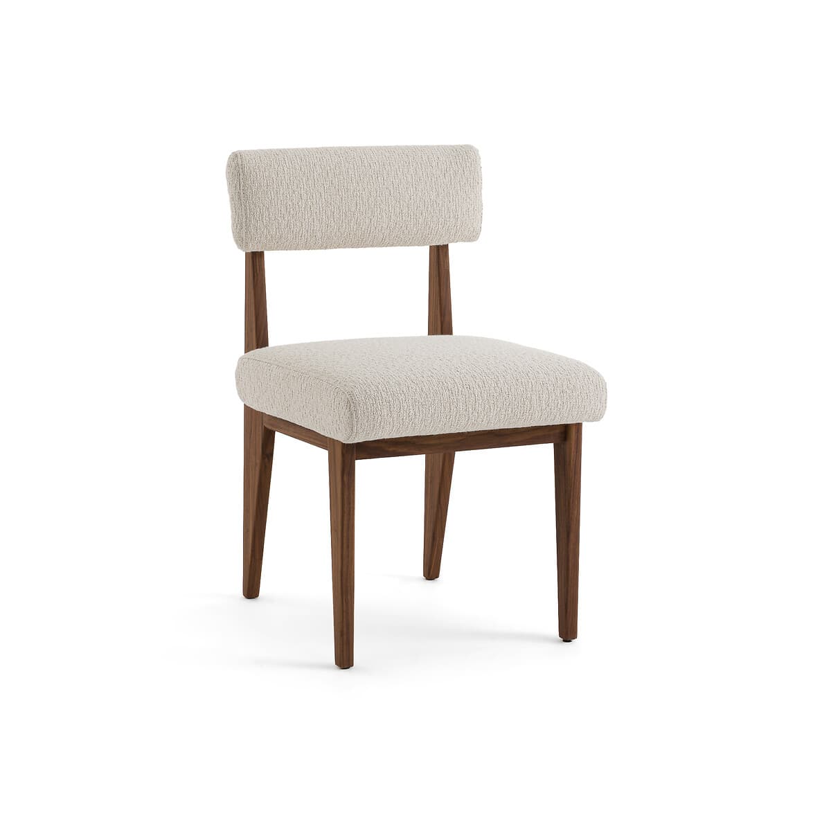 Silla de Comedor Tapizada en Beige con Patas de Madera