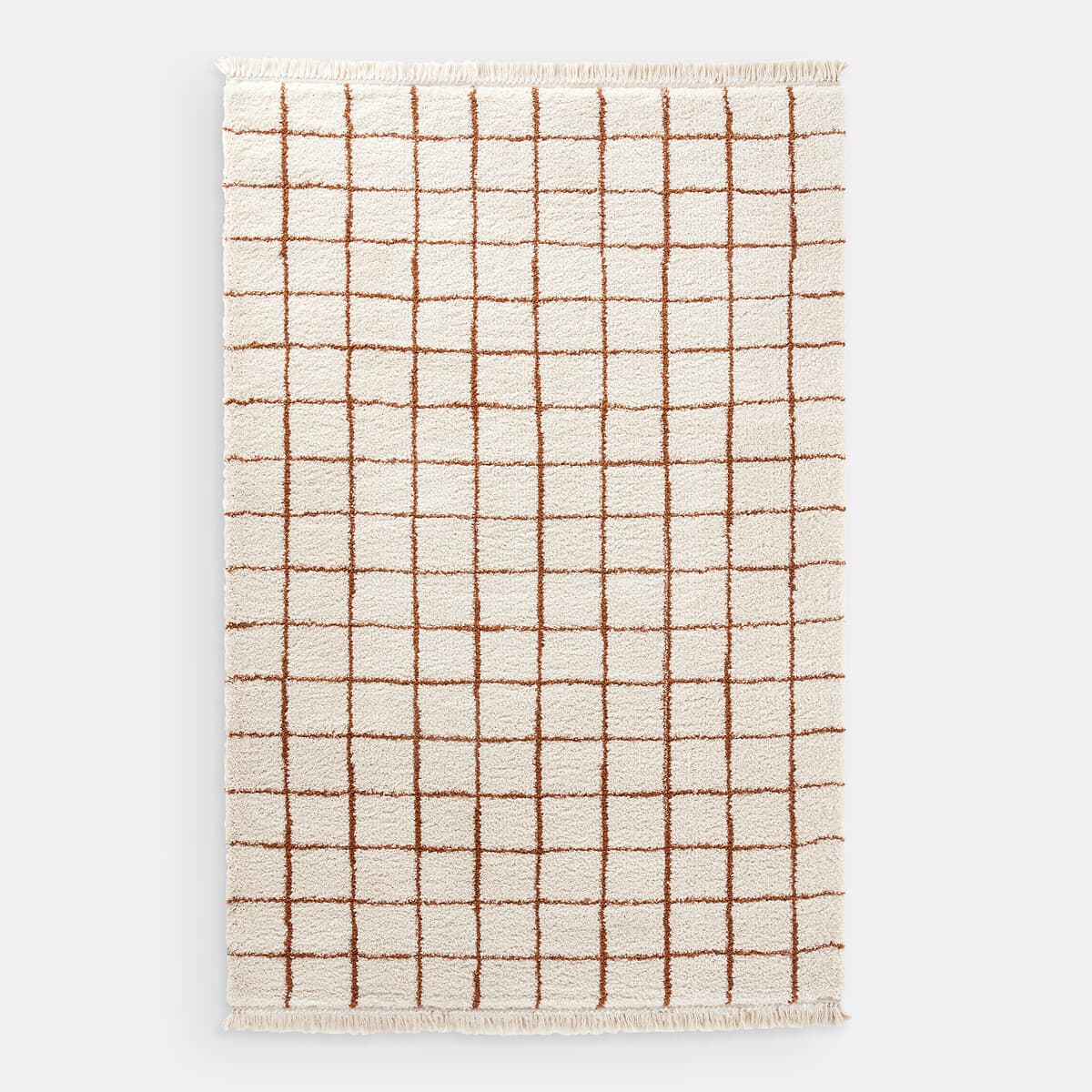 Alfombra de algodón a cuadros marrón y beige