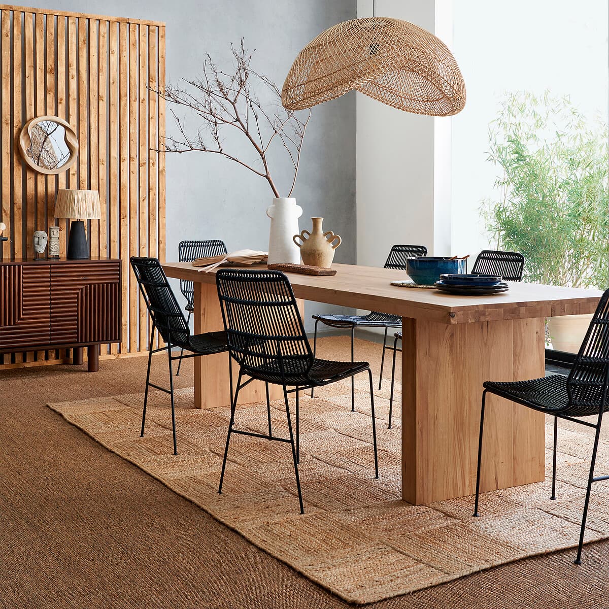 silla comedor ratán negro, silla diseño escandinavo