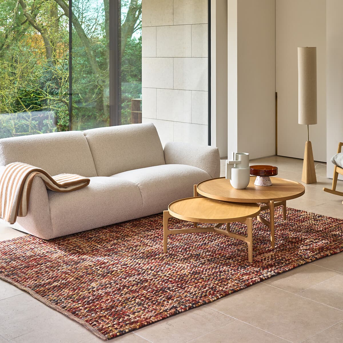 sofá modular beige, sofá tapizado bouclé