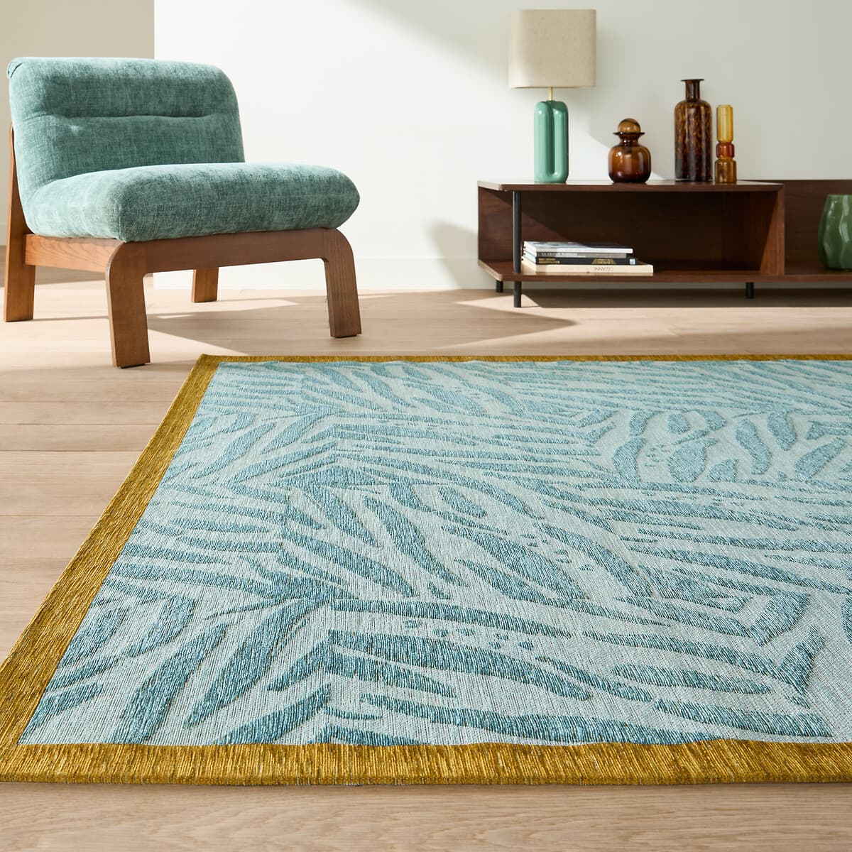 alfombra diseño abstracto azul, alfombra moderna salón