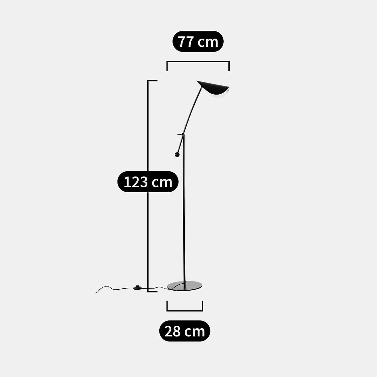 Lámpara de pie orientable negra