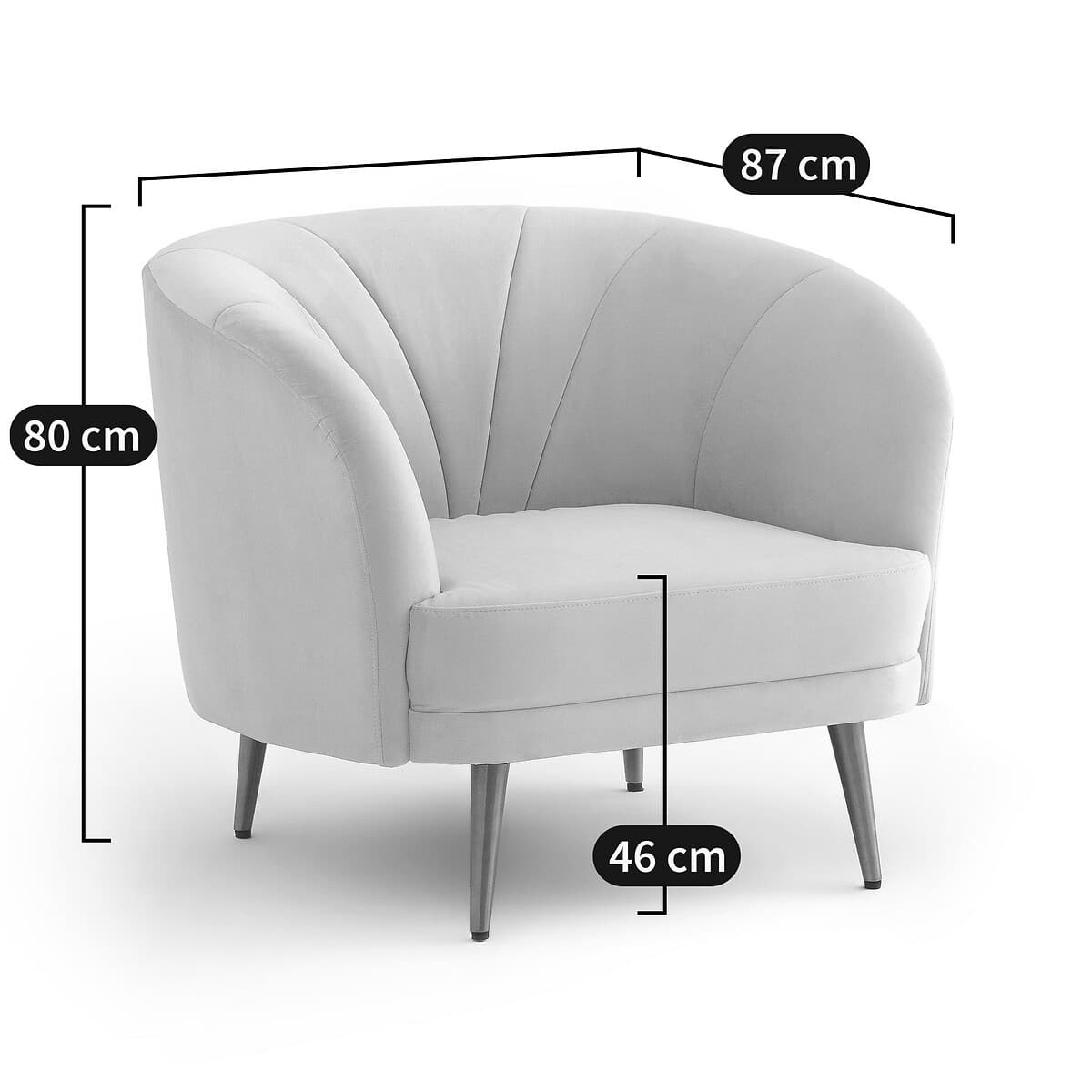 Sillón tapizado gris claro estilo moderno