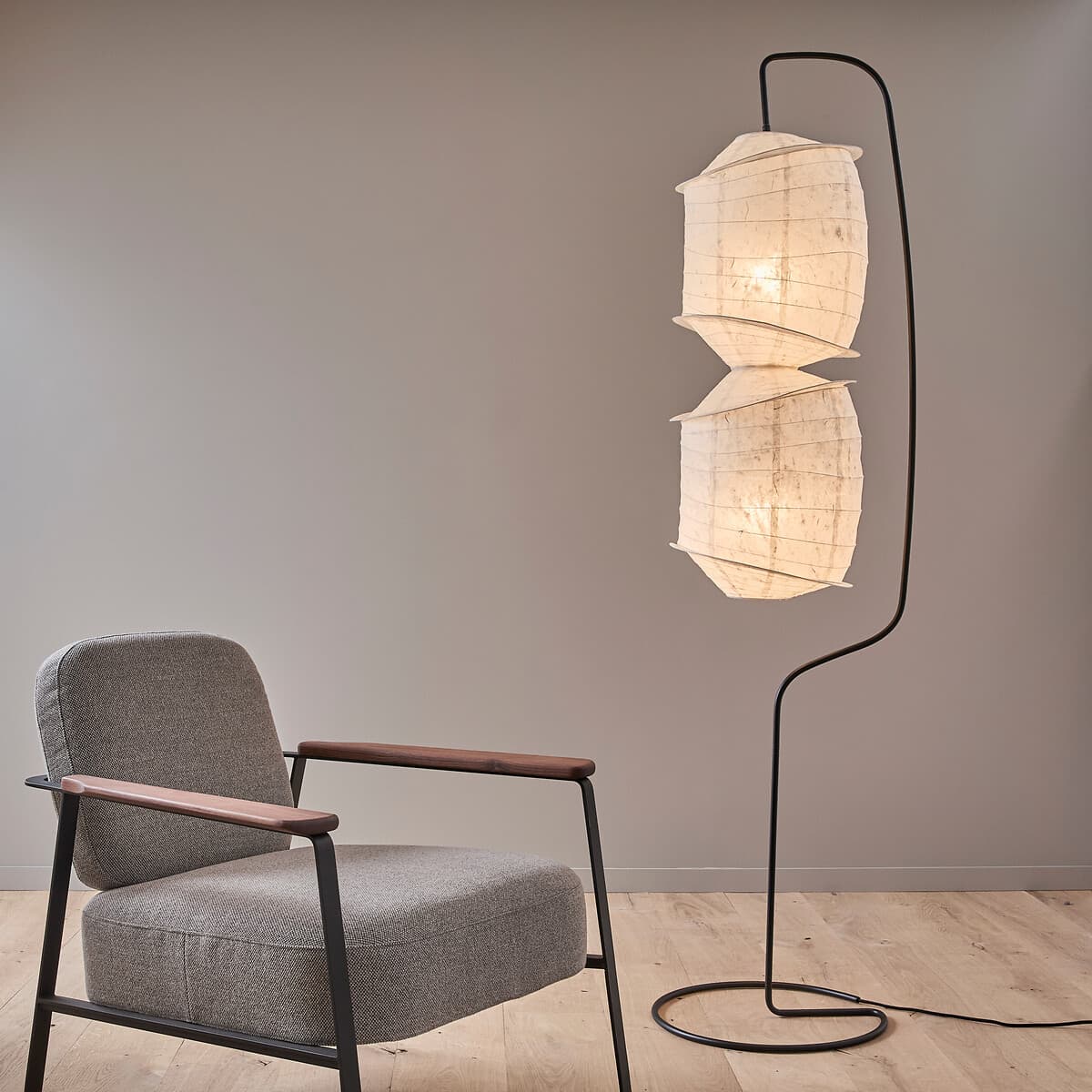 lámpara de pie papel japonesa, lámpara pie diseño nórdico