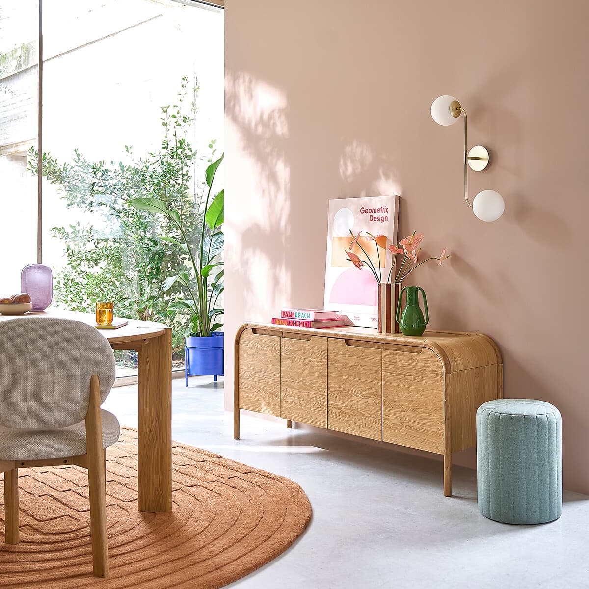 aparador salón madera clara, aparador estilo escandinavo