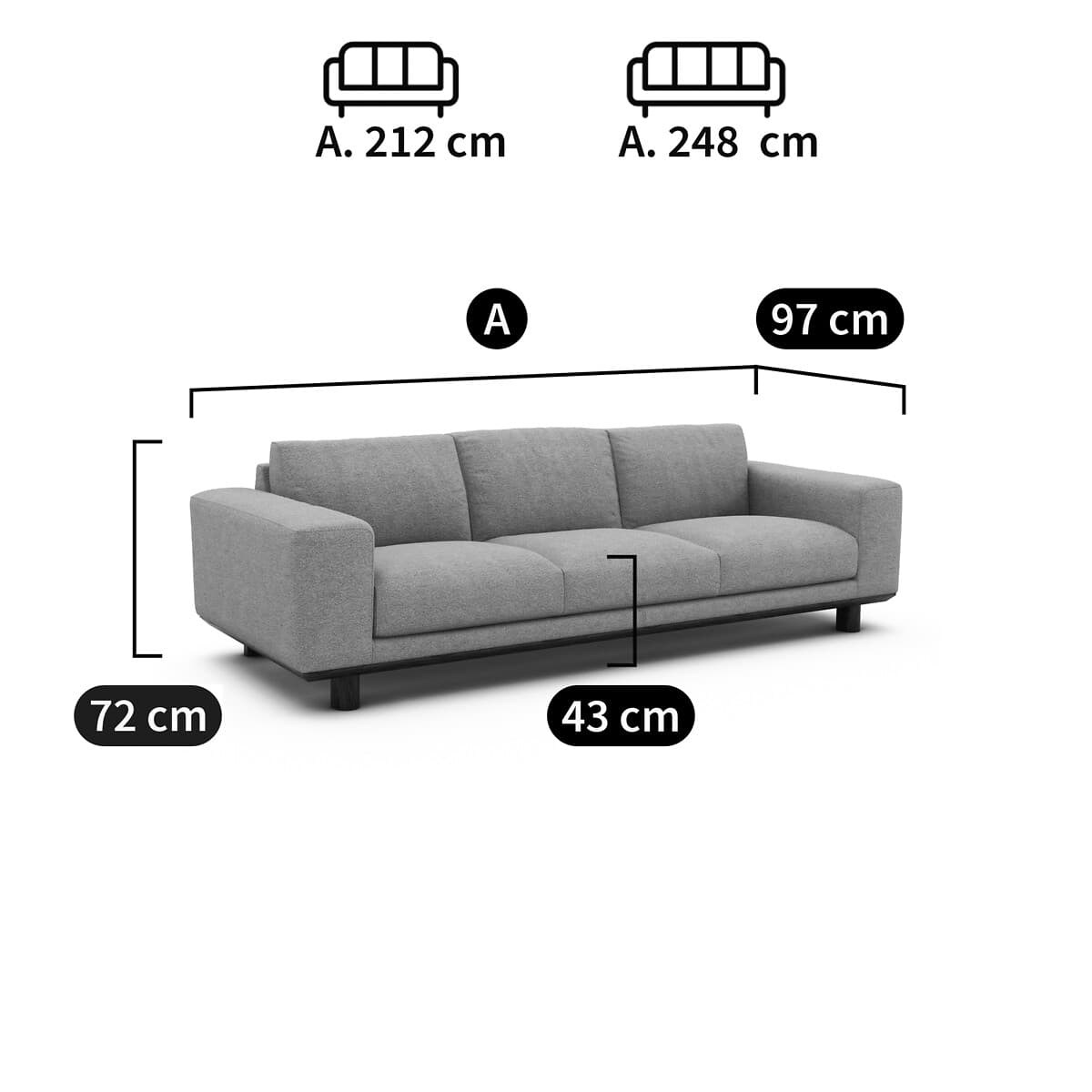 Sofá de 3 plazas gris claro