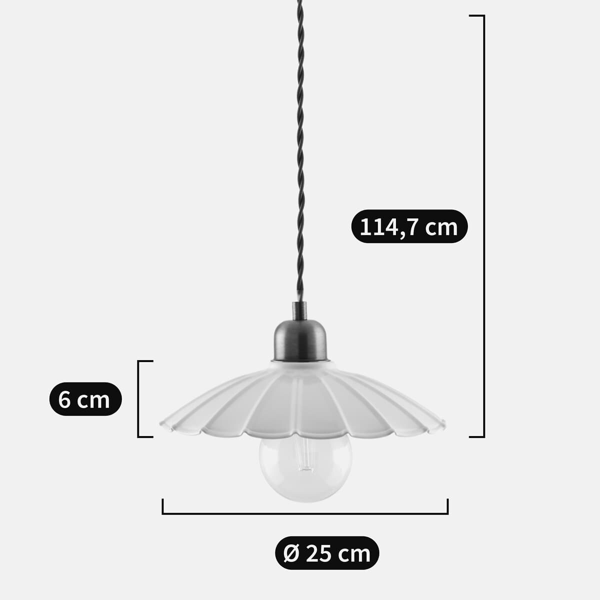 Lámpara colgante con pantalla de vidrio blanco