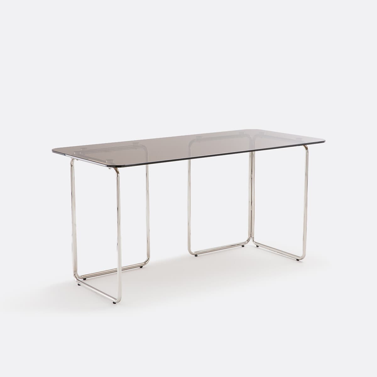 Mesa de comedor rectangular con tapa de cristal