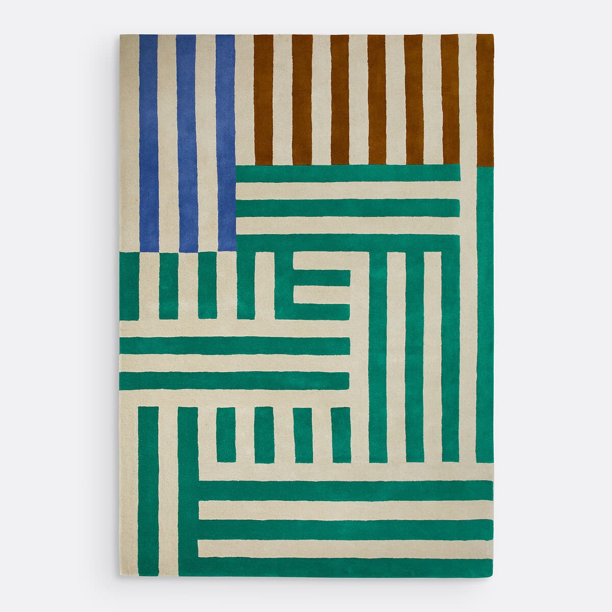 Alfombra de lana con patrón geométrico