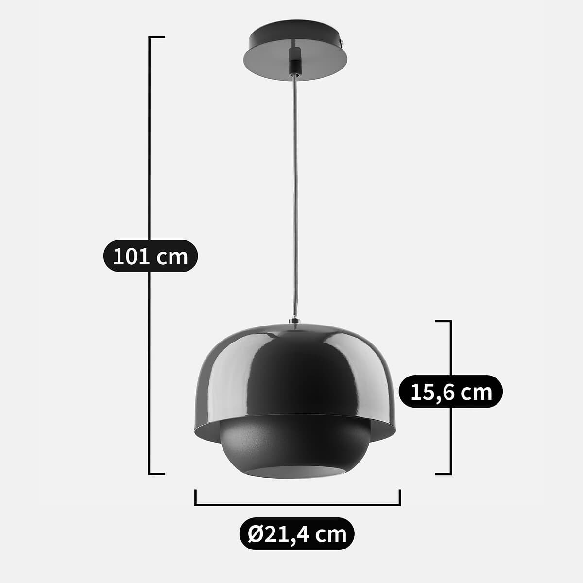 Lámpara de techo colgante negra con pantalla doble