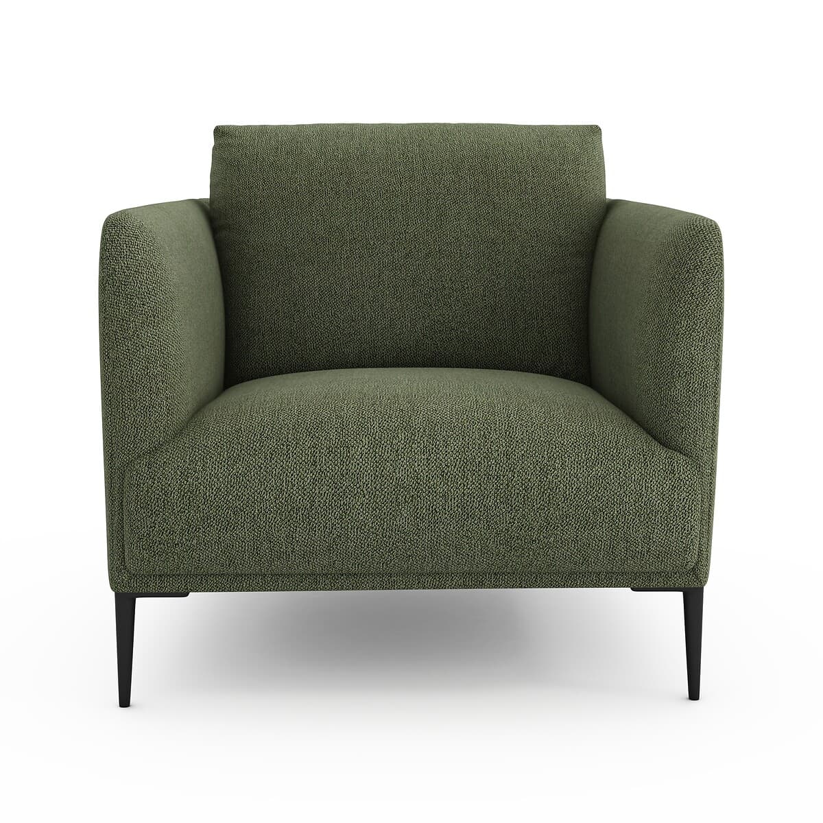 Sillón tapizado verde con patas negras