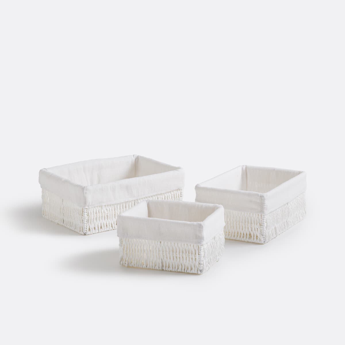 Set de cestas organizadoras blancas de ratán