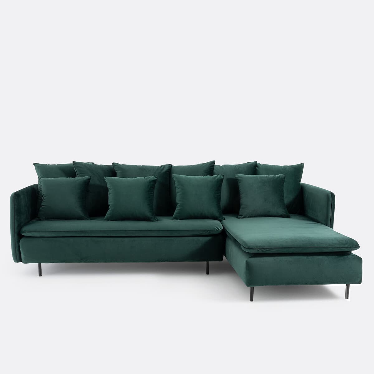 Sofá esquinero modular de terciopelo verde