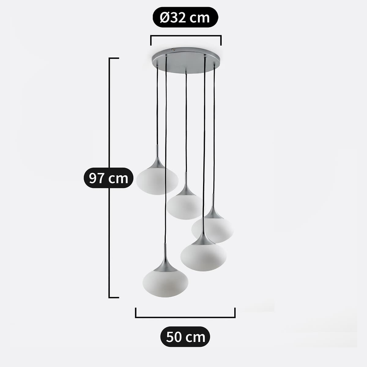 Lámpara de techo colgante con múltiples luces blancas