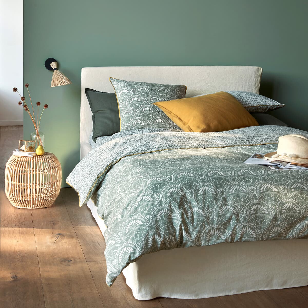 mesita noche ratán redonda, mesita auxiliar mimbre natural