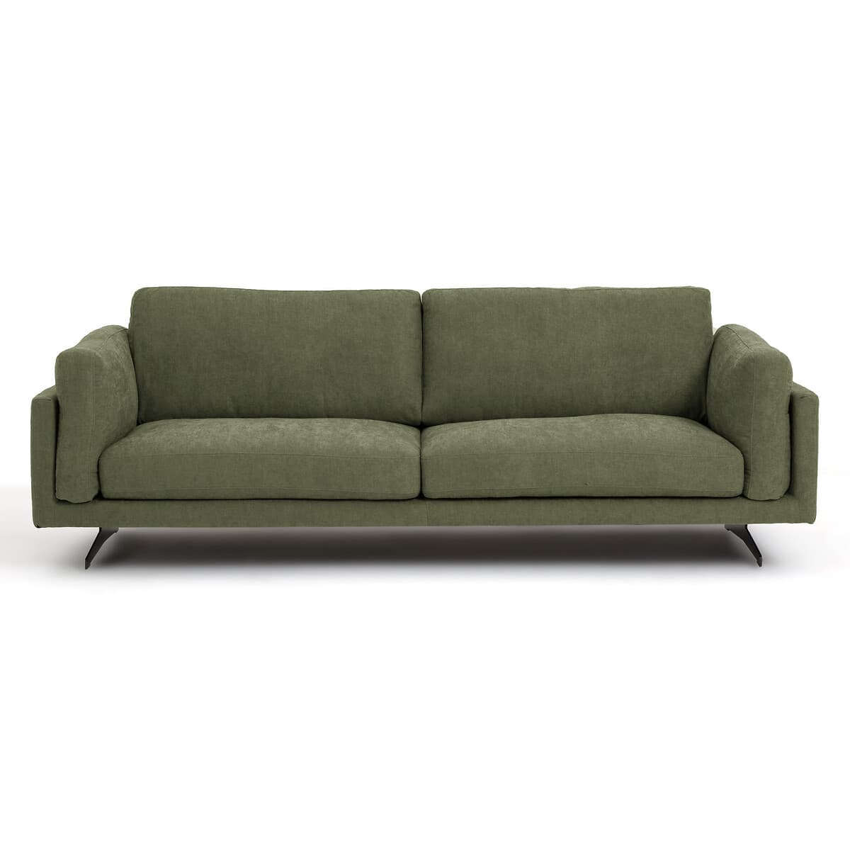 Sofá de 3 plazas tapizado en tela verde oliva