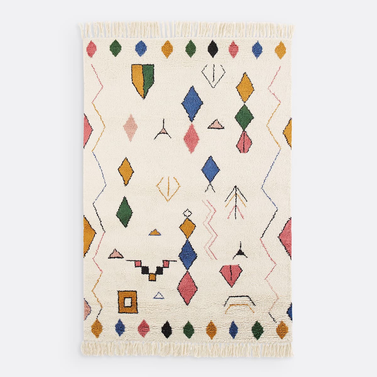 Alfombra de lana con motivos geométricos multicolor