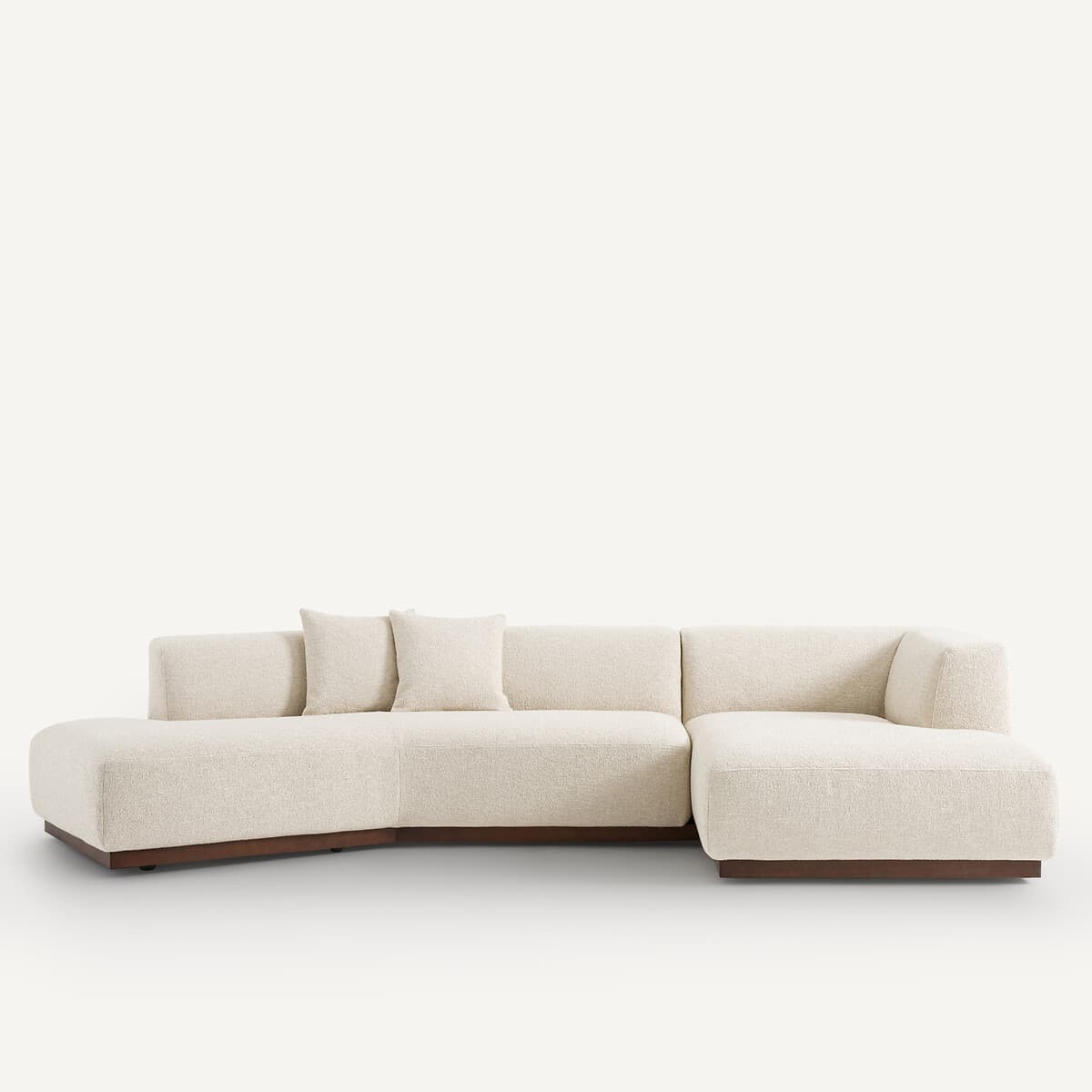 Sofá modular esquinero tapizado en bouclé