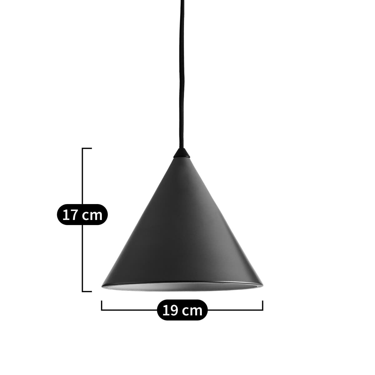 Lámpara colgante cónica negra