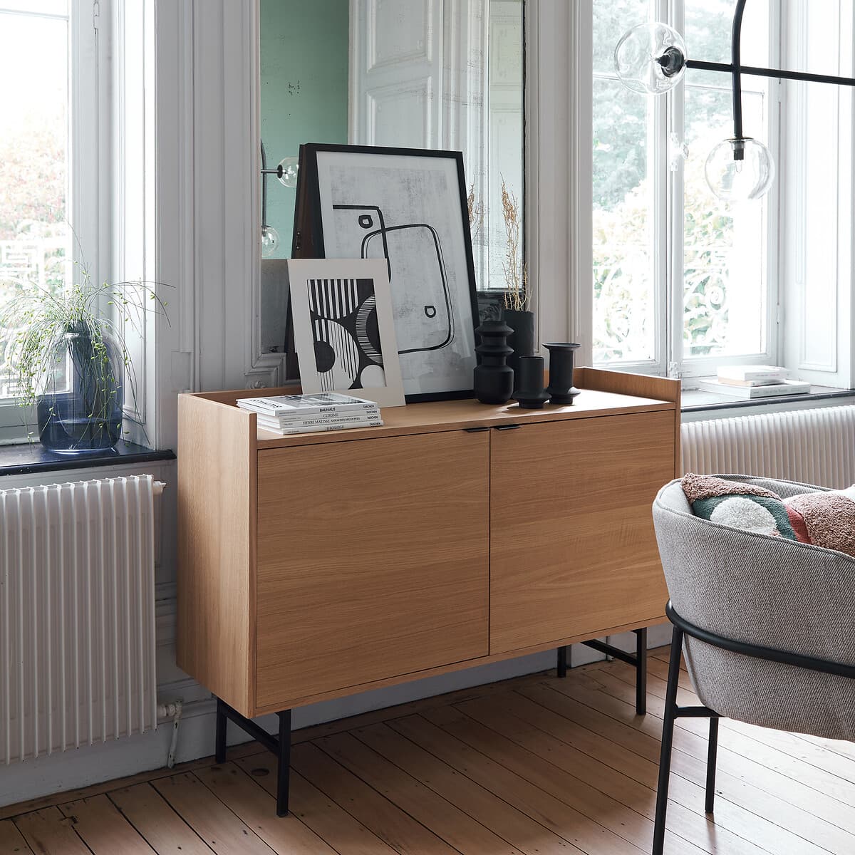 aparador madera clara, aparador estilo escandinavo